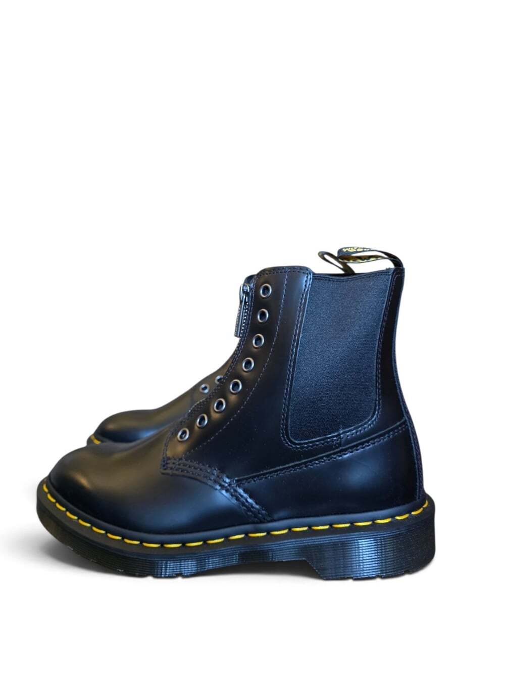 Dr. Martens 1460 Gusset Polished Smooth Zip Chelsea Boots Black Women 7 - Picture 4 of 16